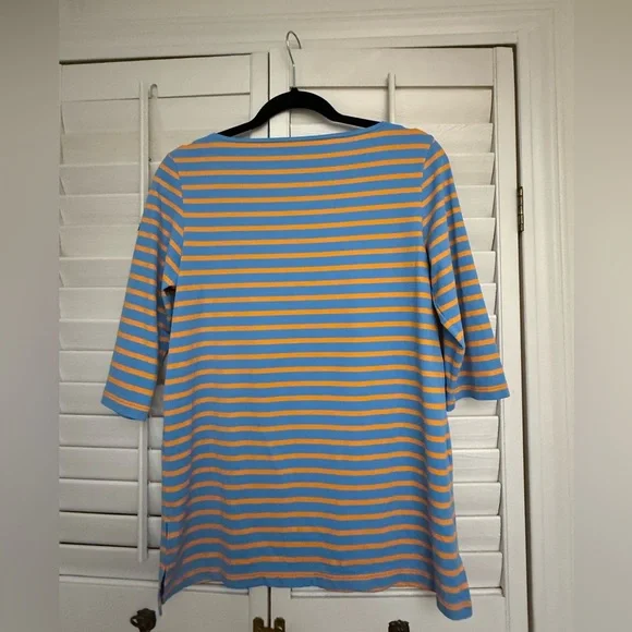 💙🧡 Saint James Blue and Orange Breton Striped Shirt Size 6  Made in France 🇫🇷 - Picture 2 of 8